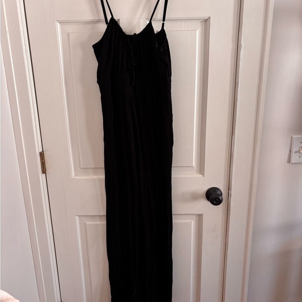 LOFT Beach Black Spaghetti Strap Jumpsuit